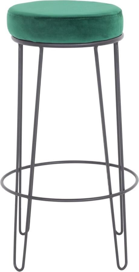 Giga Meubel Barkruk Velvet Groen Ø 32cm Zithoogte 75cm Zonder Armleuning Set van 2