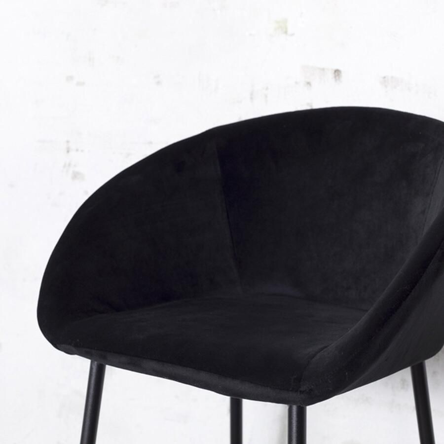 Giga Meubel Barkruk Velvet Zwart Zithoogte 75cm Kruk Amira Set van 2