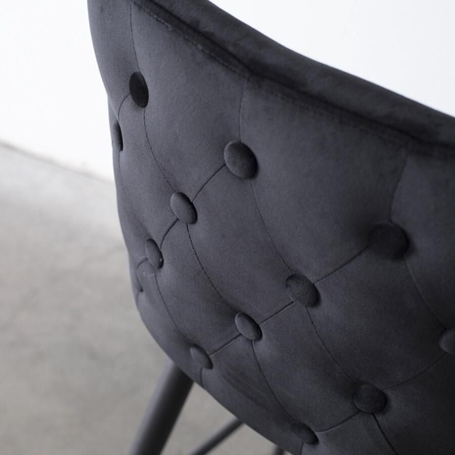 Giga Meubel Barstoel Amber Zwart Leer Draaibaar Set van 2