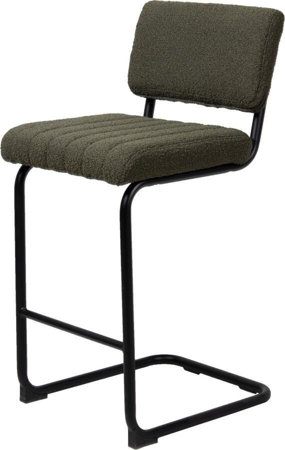 Giga Meubel Barstoel Bouclé Groen Stalen Frame Barstoel Harley Set van 2