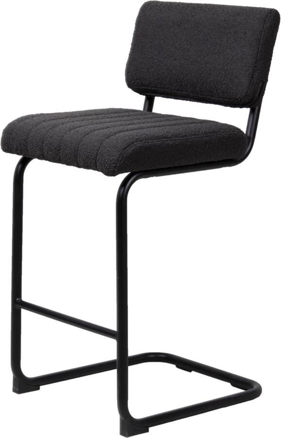 Giga Meubel Barstoel Bouclé Zwart Stalen Frame Barstoel Harley Set van 2