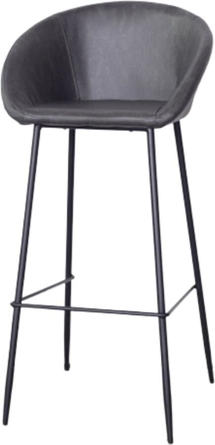 Giga Meubel Barstoel Leer Zwart Zithoogte 66cm Stoel Amira Set van 2
