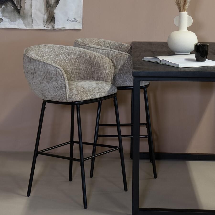 Giga Meubel Barkruk Mae Beige Stof Zithoogte 75cm