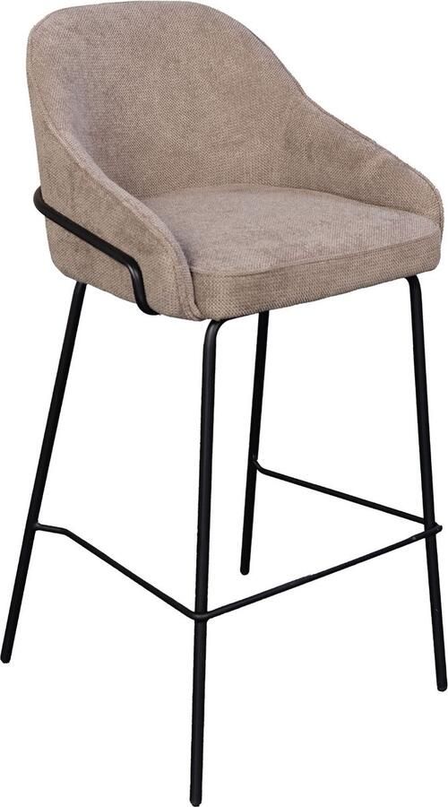 Giga Meubel Barstoel Maxime Taupe Stof 50x52x90cm Set van 2