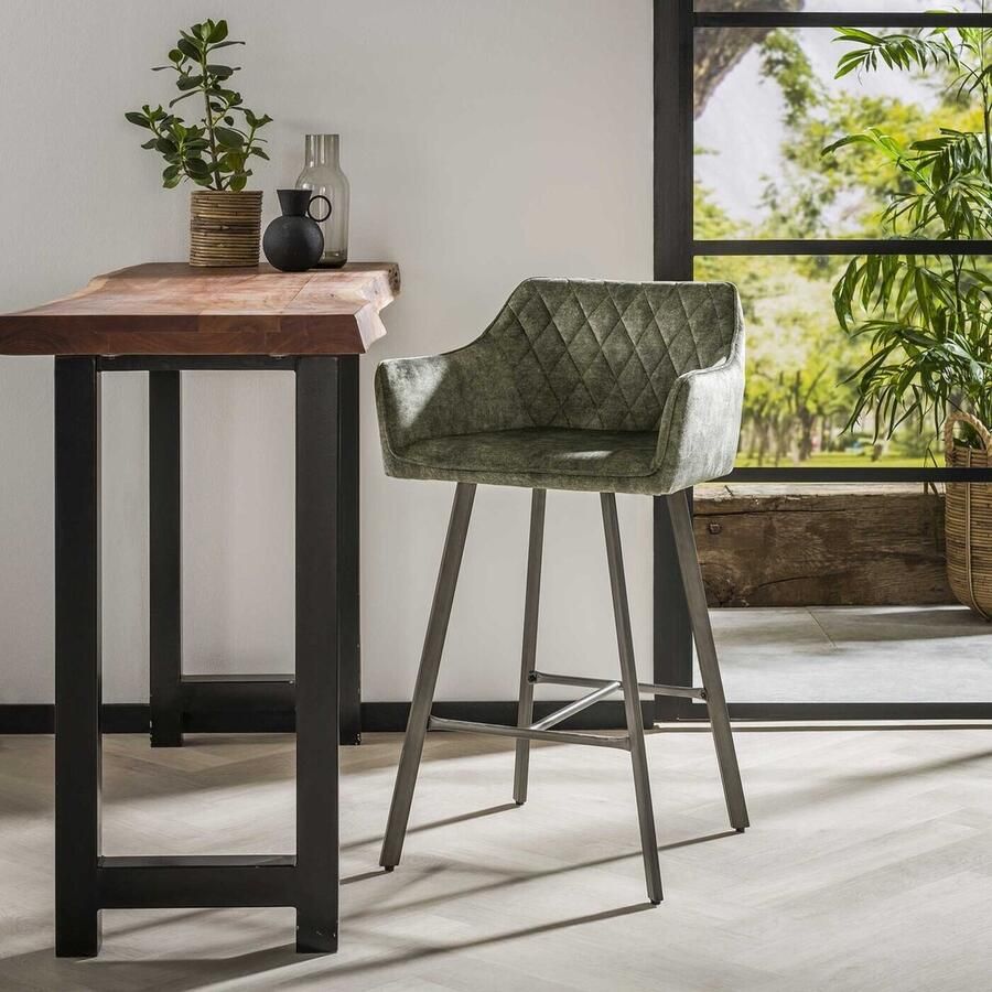 Giga Meubel Gm Barstoel Met Armleuning Velvet Groen Stoel Nexus - Foto 2