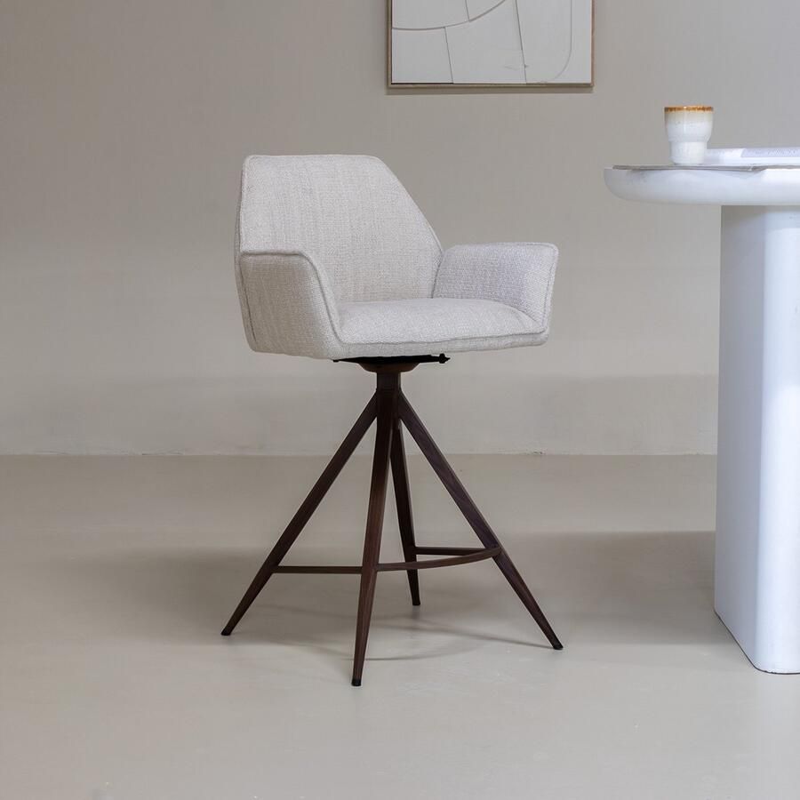 Giga Meubel Barstoel Noa Beige Walnoot- Zithoogte 66cm Set van 2
