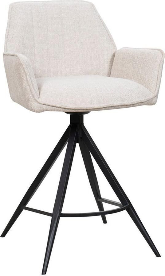 Giga Meubel Barstoel Noa Beige Metaal Stof Barhoogte Set van 2