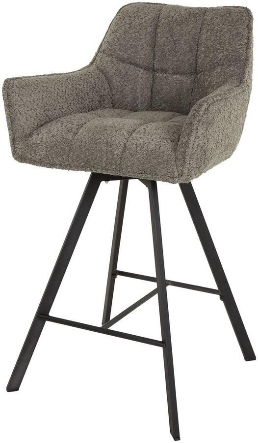 Giga Meubel Barstoel Raster Taupe Bouclé Draaibaar Zithoogte 69cm Set van 2