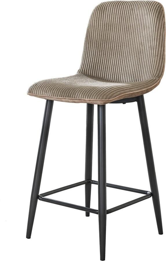 Giga Meubel Barstoel Rib Rock Zand Ribstof Zithoogte 67cm Set van 2