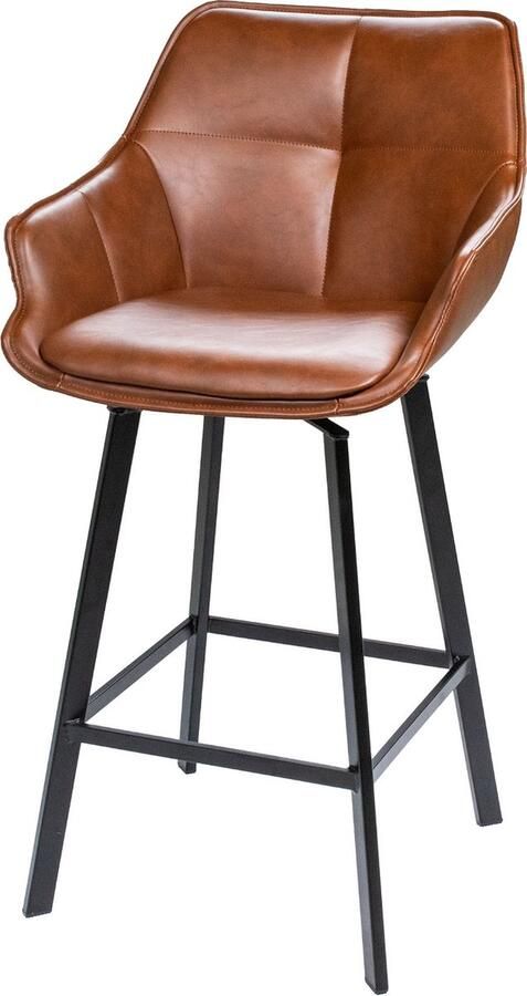 Giga Meubel Barstoel Shannon Leer Cognac Draaibaar Set van 2