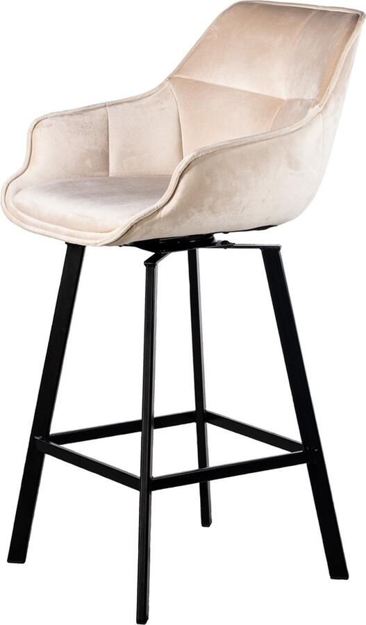 Giga Meubel Barstoel Shannon Velvet Champagne Draaibaar Set van 2