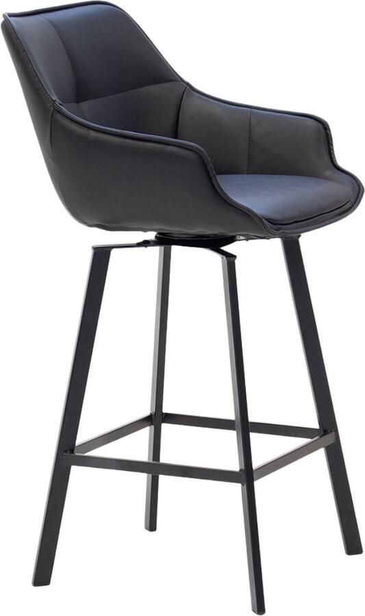 Giga Meubel Barstoel Zwart PU Leer & Metaal Zithoogte 65cm Barstoel Shannon Set van 2