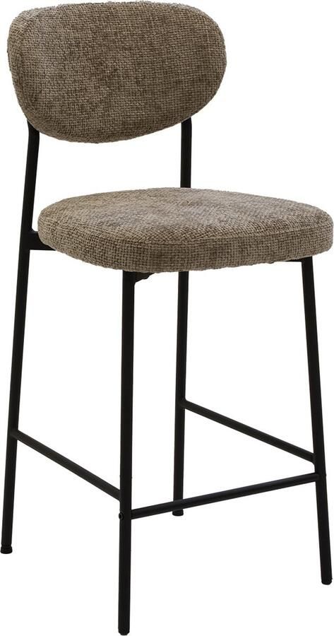 Giga Meubel Barstoel Taupe Stof Zithoogte 65cm 44x50x97cm Vajèn Set van 2