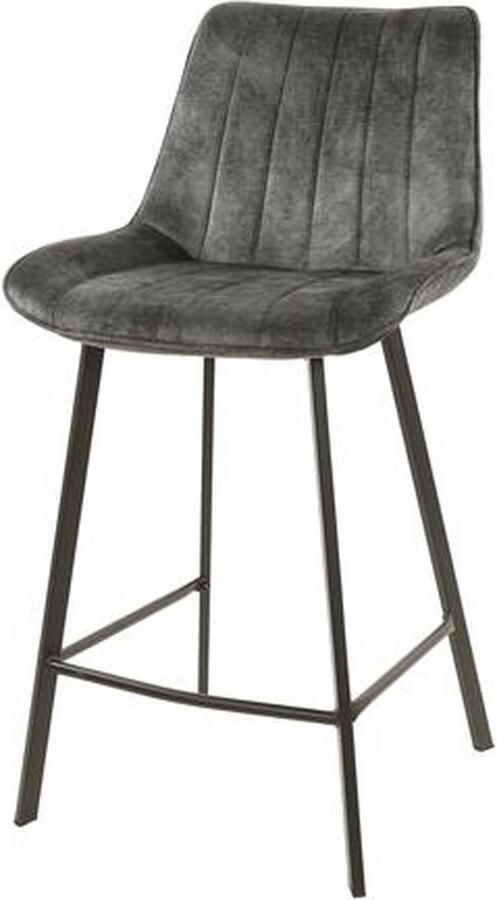 Giga Meubel Barstoel Velvet Zwart Zithoogte 66cm 50x54x96cm Set van 2