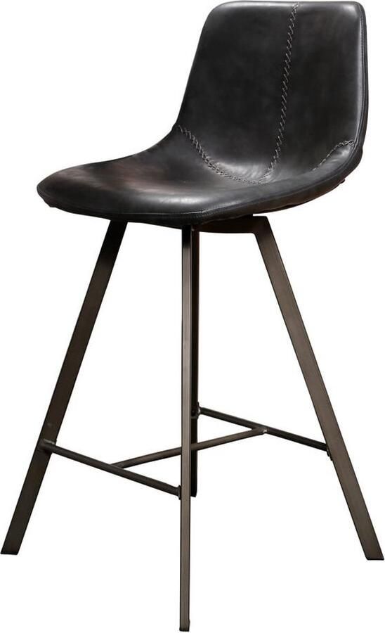 Giga Meubel Barstoel Zig-Zag Zwart PU Leer Zithoogte 65cm Set van 2