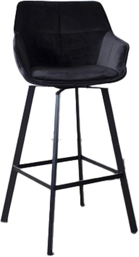 Giga Meubel Barstoel Zwart Velvet Stof & Metaal 49x53x92cm Zithoogte 65cm Barstoel Shannon - Foto 2