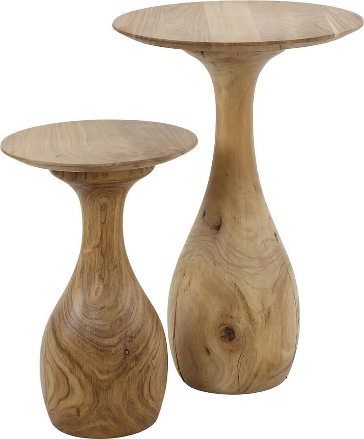 Giga Meubel Bijzettafel Naturel Acaciahout Set Van 2 40x40x45cm Giga Living