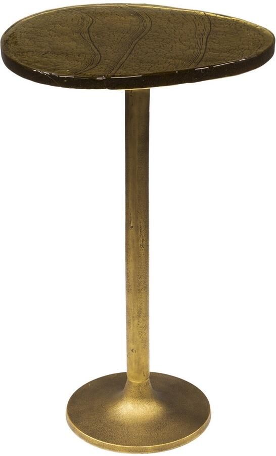 Giga Meubel Bijzettafel Eclipse Goud Metaal Glas 38x33x60cm