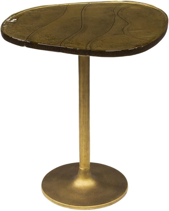 Giga Meubel Bijzettafel Eclipse Goud Metaal Glas 50x42x55cm