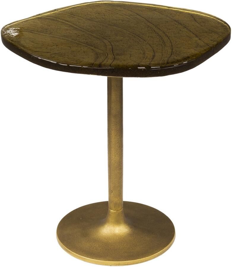 Giga Meubel Bijzettafel Goud Metaal|Glas 53x42x50cm Eclipse