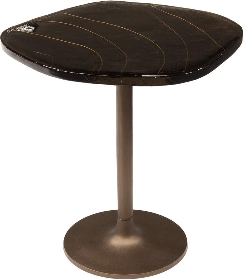 Giga Meubel Bijzettafel Eclipse Koper Metaal Glas 53x42x50cm