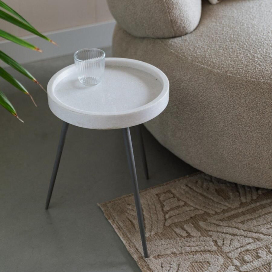 Giga Meubel Bijzettafel Karrara Wit Marmer 33x33x45cm - Foto 2