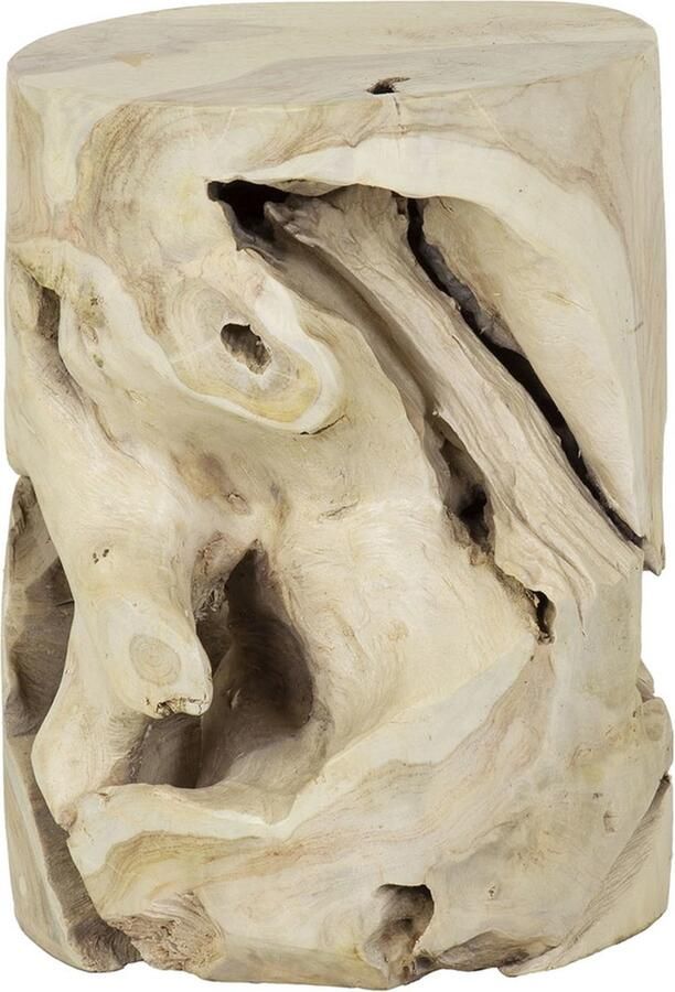 Giga Meubel Bijzettafel Natural Line Wit Teakhout 35x35x40cm