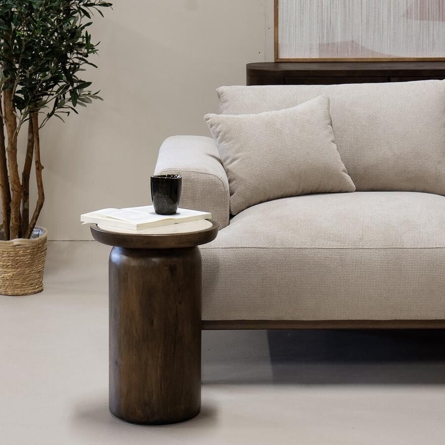 Giga Meubel Bijzettafel Rond Ø34cm Bruin Marmer Kaja - Foto 2