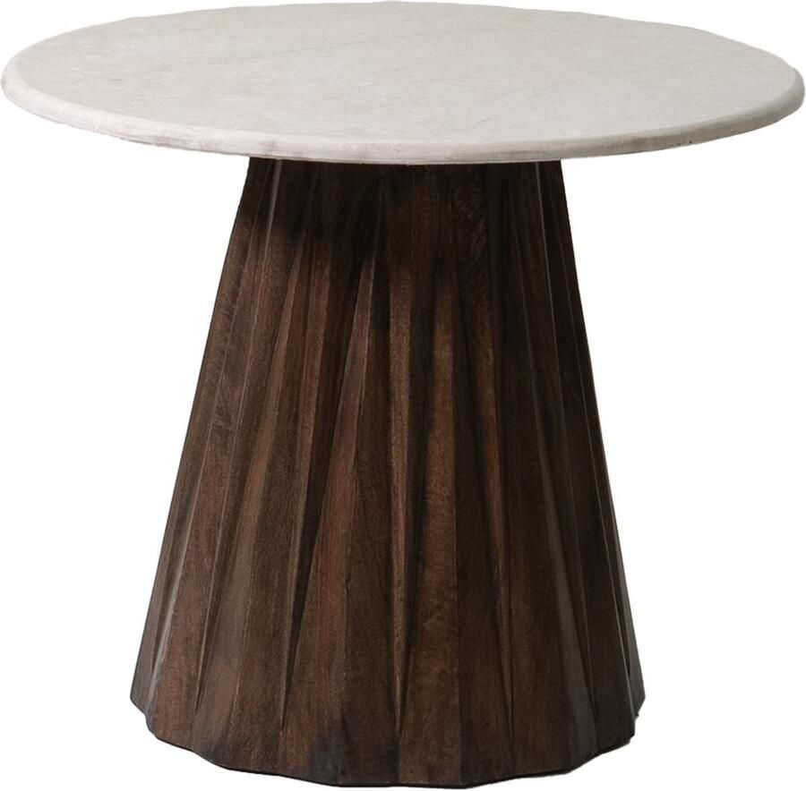 Giga Meubel Bijzettafel Faiza Bruin Marmer Mangohout 60x60cm - Foto 2