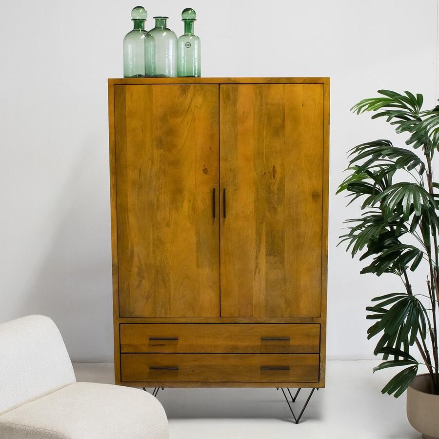 Giga Meubel Boekenkast Donkerbruin Mangohout 2 Deuren 2 Lades Kast Ubud - Foto 3