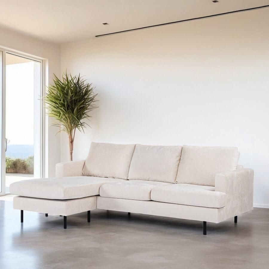 Giga Meubel Chaise Longue Bank 3-Zits Champagne 218x152x82cm Loris