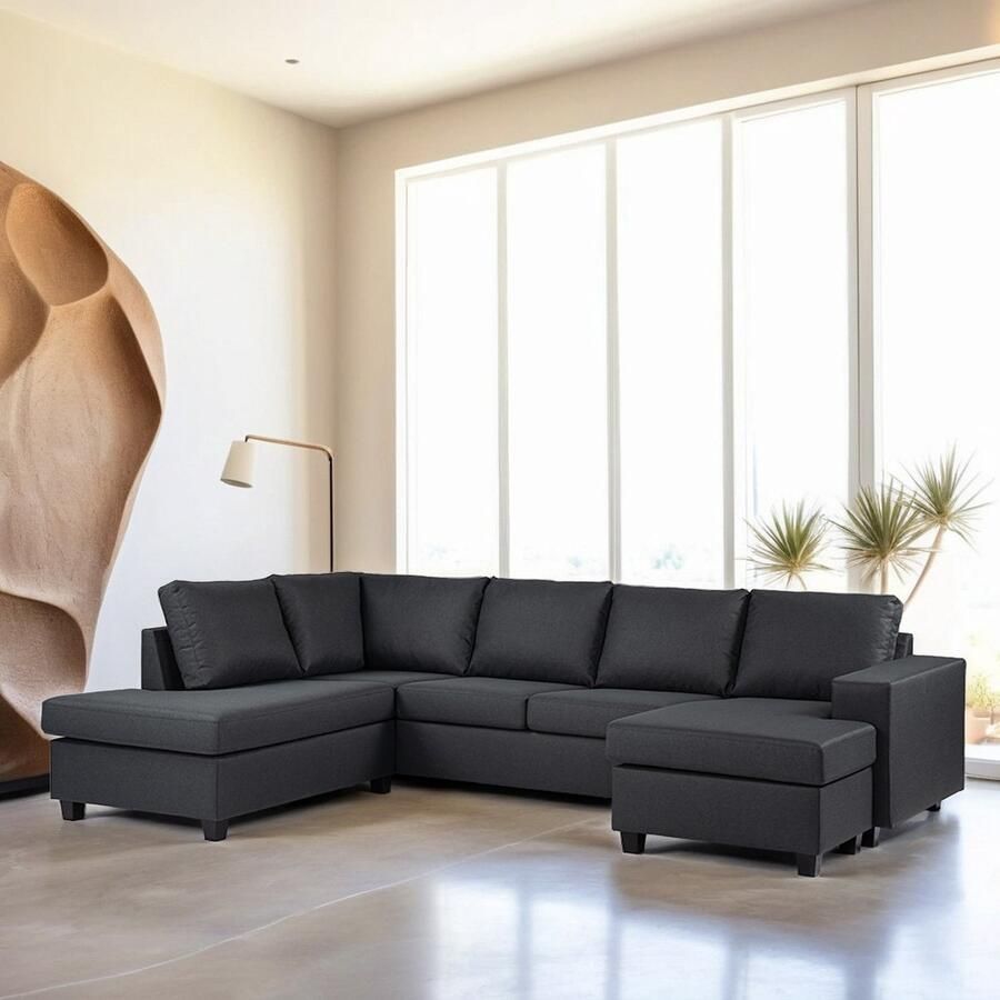 Giga Meubel Chaise Longue Bank Antraciet Stof 3-Zits Links Malmo - Foto 2