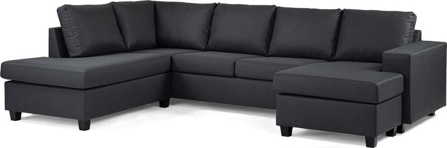 Giga Meubel Chaise Longue Bank Antraciet Stof 3-Zits Links Malmo