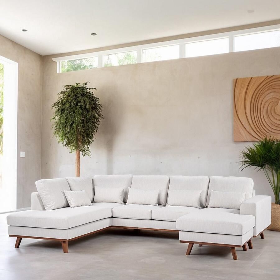 Giga Meubel Chaise Longue Bank Beige 3-Zits Links Melva