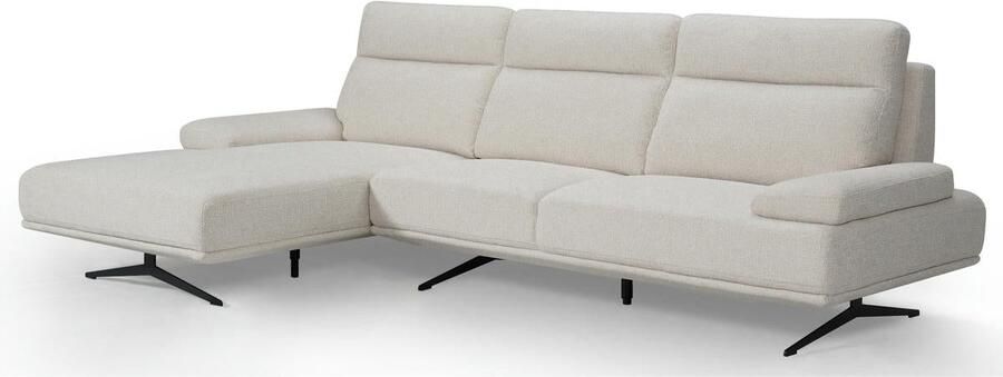 Giga Meubel Chaise Longue Bank Beige Rechts Stof & Metaal 304x176x98 cm Bank Seattle