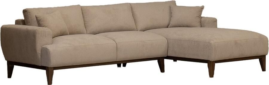 Giga Meubel Chaise Longue Bank Bordeaux Taupe Stof 3-zits Rechts 270x165x66cm