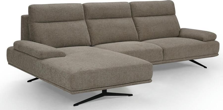 Giga Meubel Chaise Longue Bank Bruin Rechts Stof & Metaal 304x176x98 cm Bank Seattle