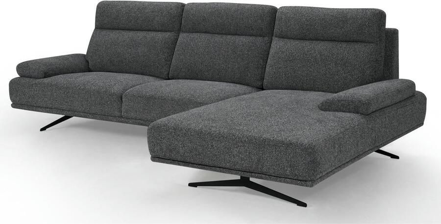 Giga Meubel Chaise Longue Bank Grijs Links Stof & Metaal 304x176x98 cm Bank Seattle