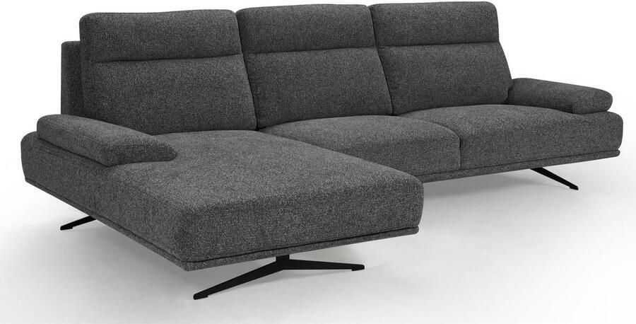 Giga Meubel Chaise Longue Bank Grijs Rechts Stof & Metaal 304x176x98 cm Bank Seattle