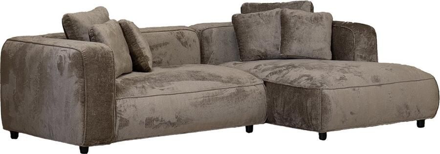 Giga Meubel Chaise Longue Bank Taupe Stof 3-zits Rechts 250x160x70cm Nantes