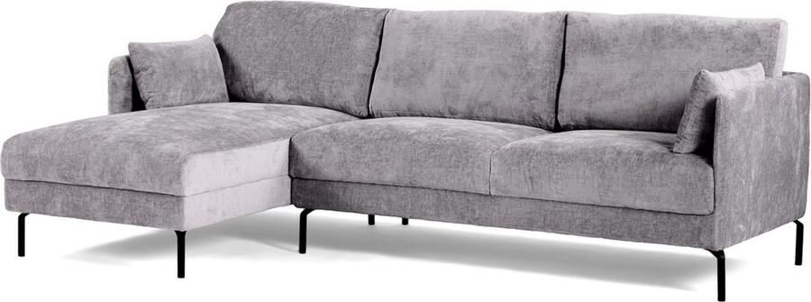 Giga Meubel Chaise Longue Bank Pablo Grijs 3-Zits Links 255x157x85cm
