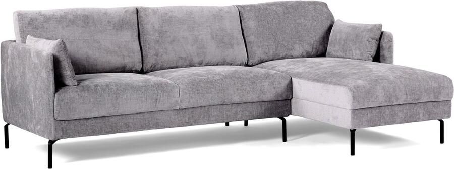 Giga Meubel Chaise Longue Bank Pablo Grijs 3-Zits Rechts 255x157x85cm
