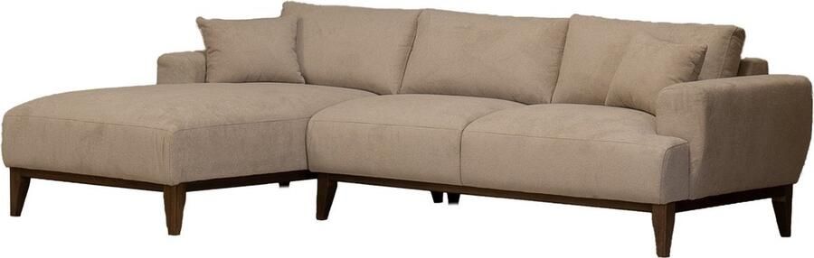 Giga Meubel Chaise Longue Bank Bordeaux Taupe Stof 3-zits Links 270x165x66cm