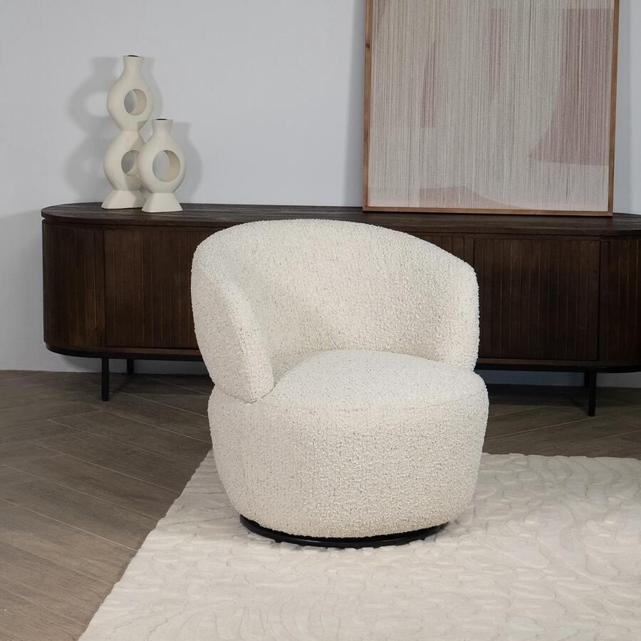 Giga Meubel Draaifauteuil Zola Bouclé Beige 74x72x73cm - Foto 2
