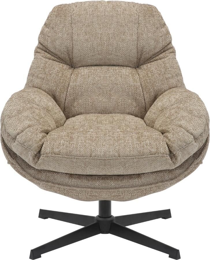 Giga Meubel Draaifauteuil Taupe Stof en Metaal 88x81x91cm Fauteuil Leonne