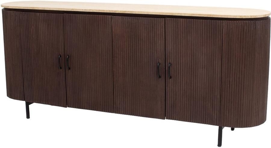 Giga Meubel Dressoir Bruin Travertin Mangohout 200x40x85cm Amber