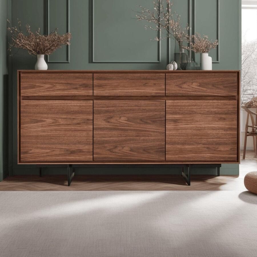 Giga Meubel Dressoir Bruin 155cm Soft-Closing Hout & Metaal Dressoir Kast Tokyo