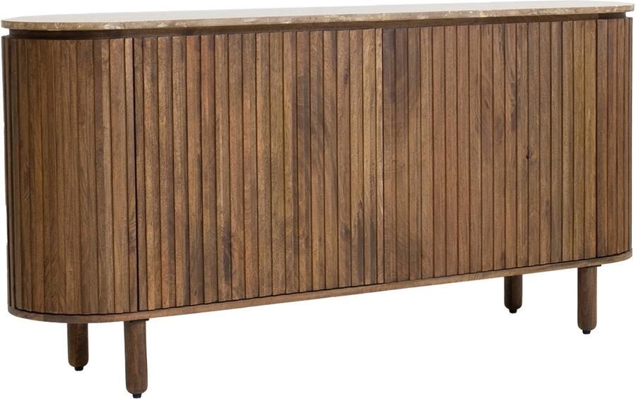 Giga Meubel Dressoir 175cm Mangohout & Travertin 175x40x85 cm Dressoir Myra