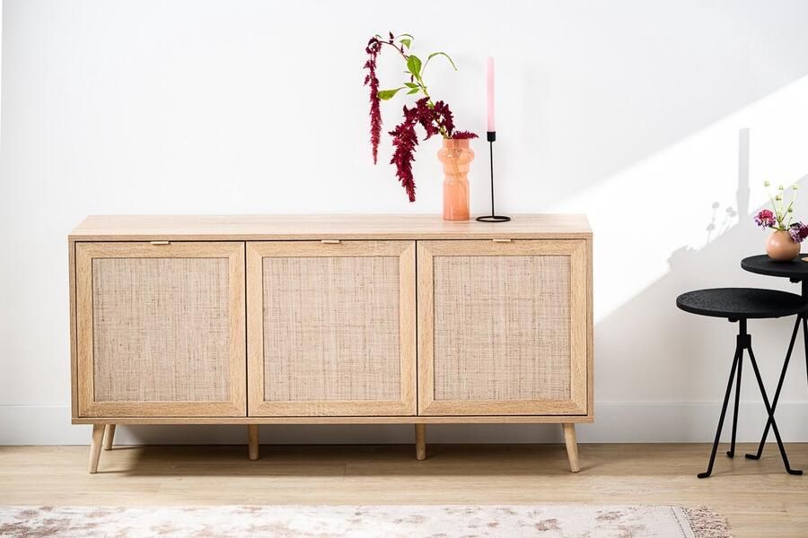 Giga Meubel Dressoir Naturel 3 Deuren 150x40x71cm Kast Sedona