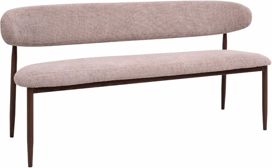 Giga Meubel Eetkamerbank Alexia Stof Taupe Walnoot 160x55x77cm